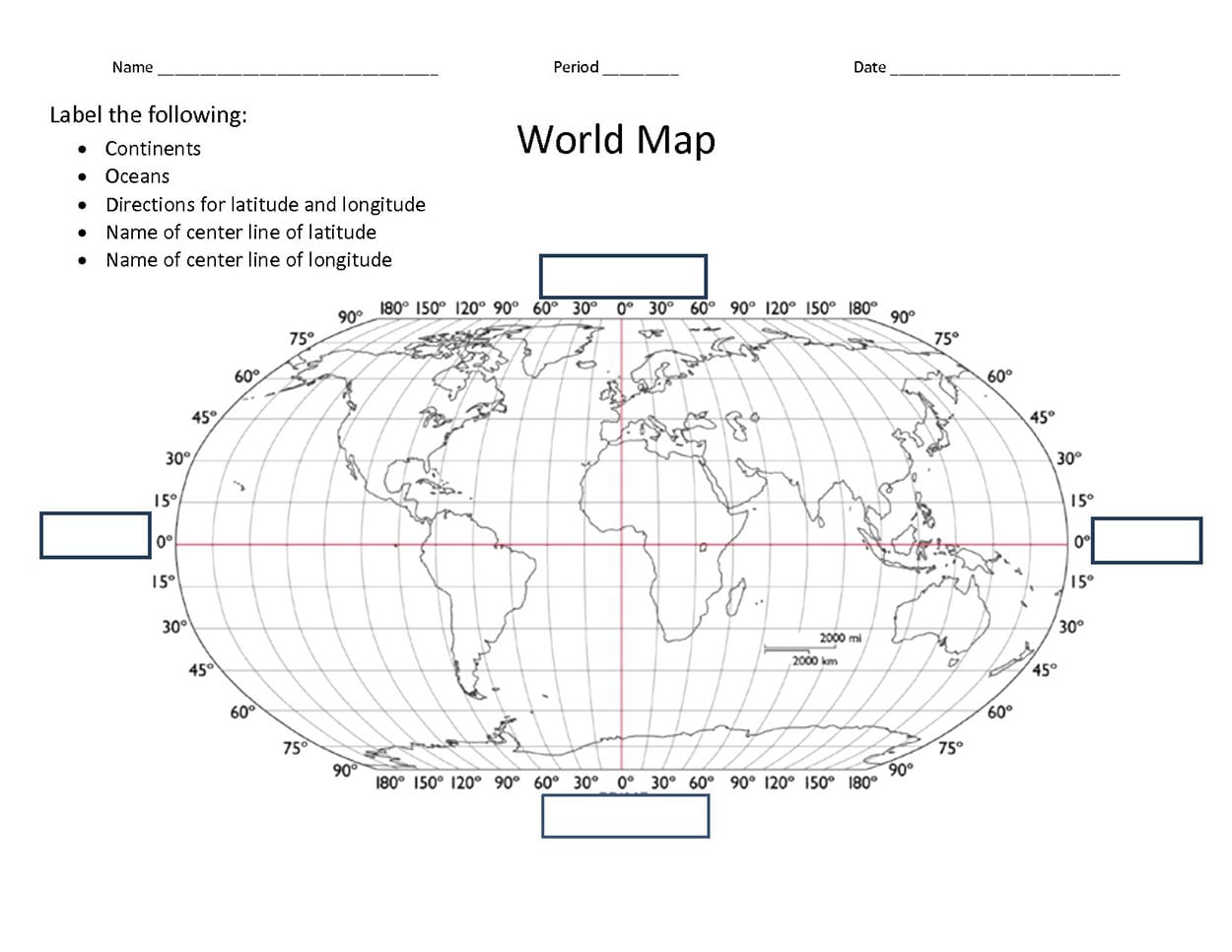 Printable World Map With Lines Of Latitude And Longitude