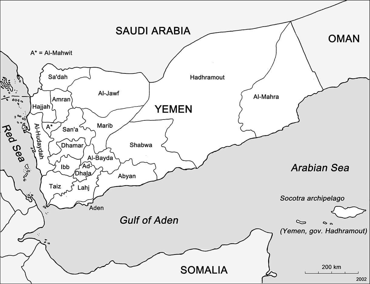 Printable Yemen Map Asia