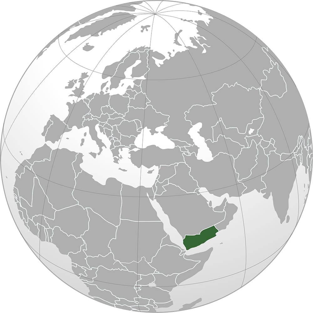 Printable Yemen Map On World