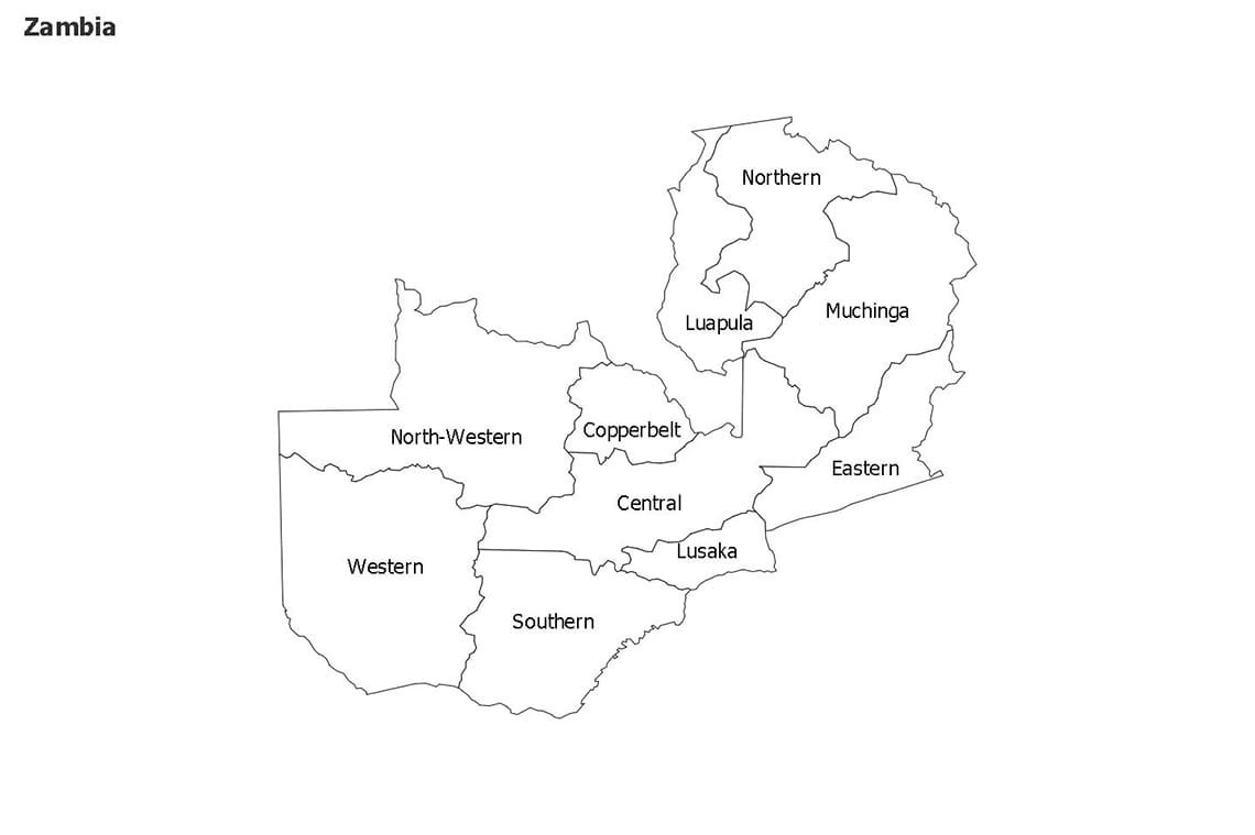 Printable Zambia Political Map