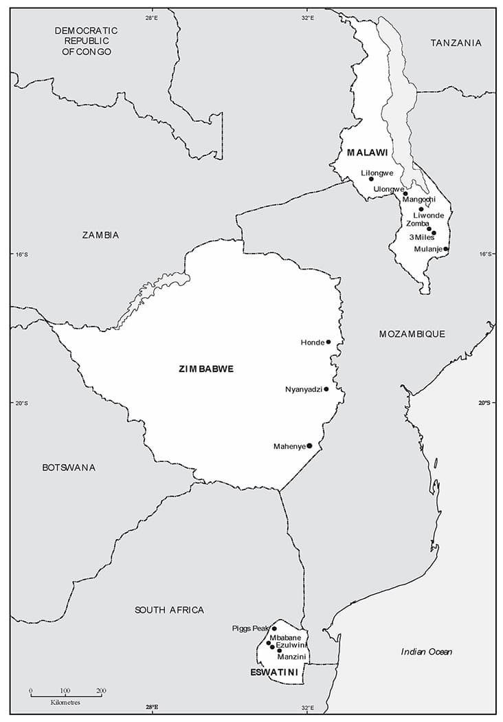 Printable Zimbabwe Map And Neighbouring Countries