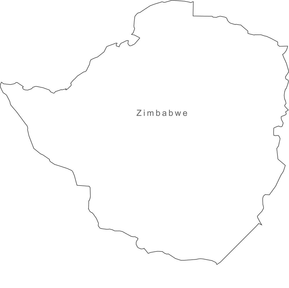 Printable Zimbabwe Map Outline