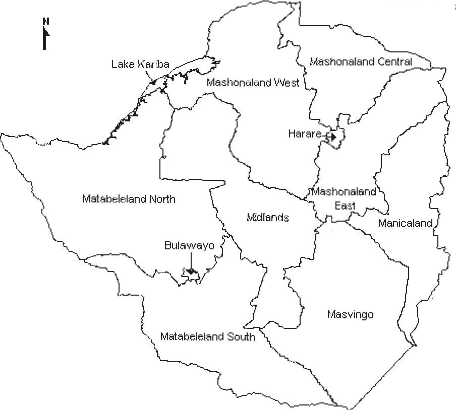 Printable Zimbabwe Map With Districts
