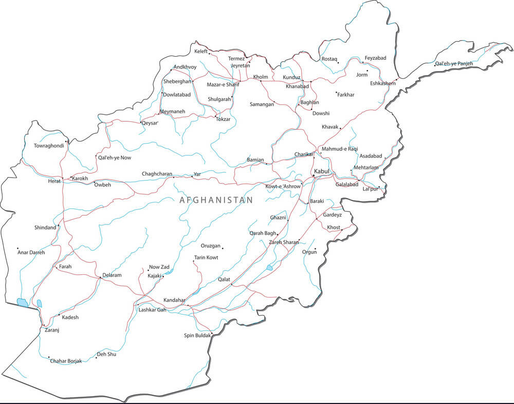 Printbale Political Map Of Afghanistan