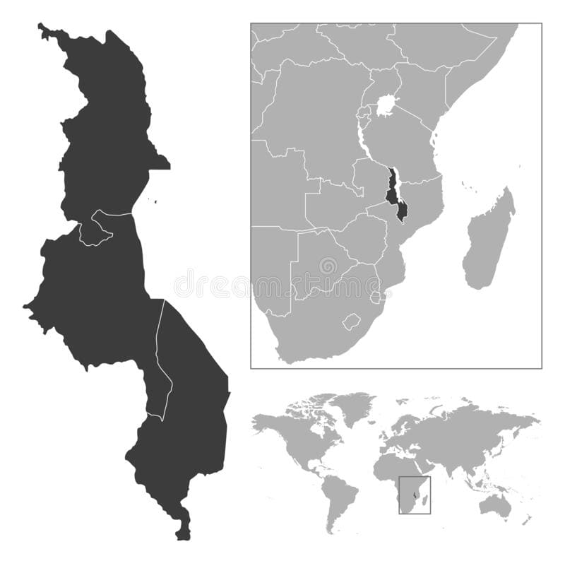 Printble Malawi Map In Africa