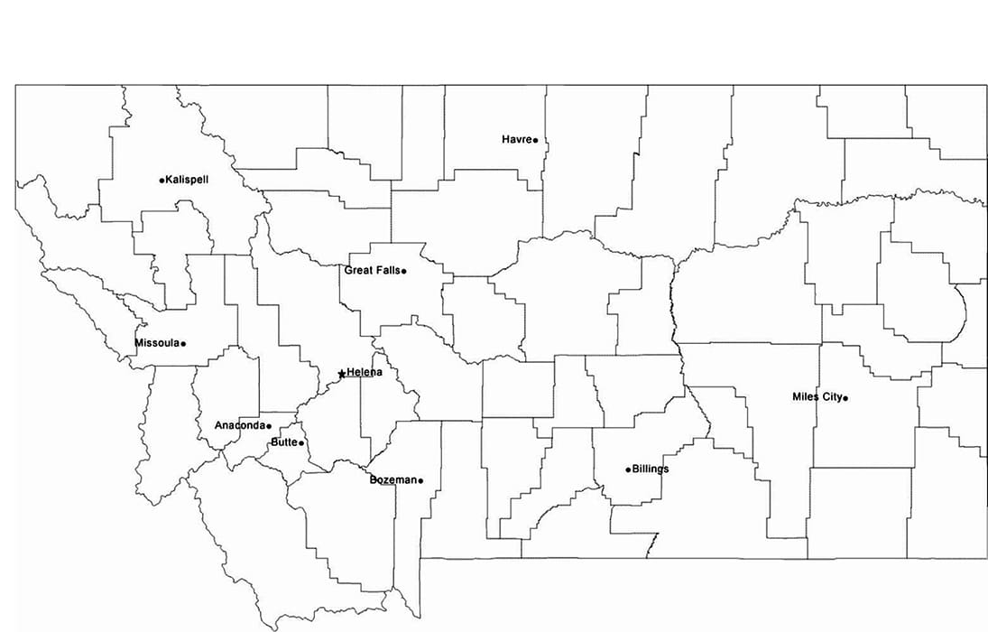 Printtable Montana Map Cities