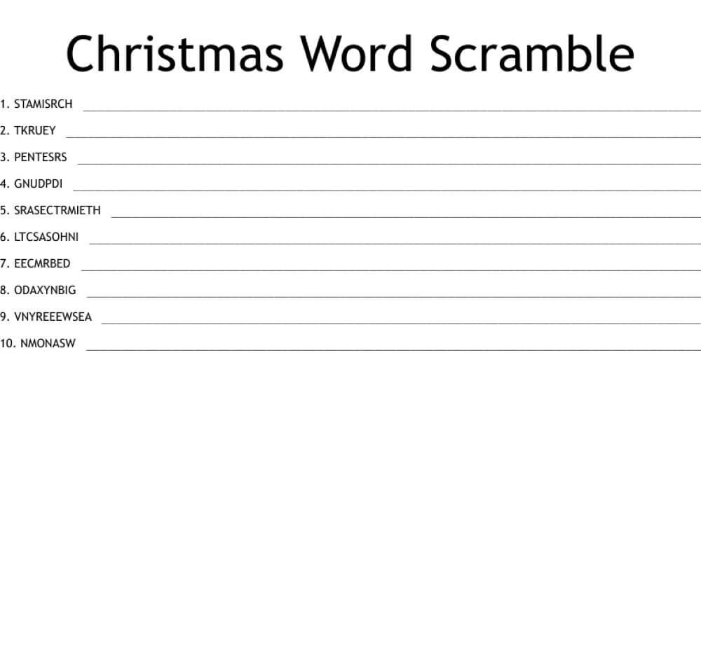 Simple Christmas Word Scramble