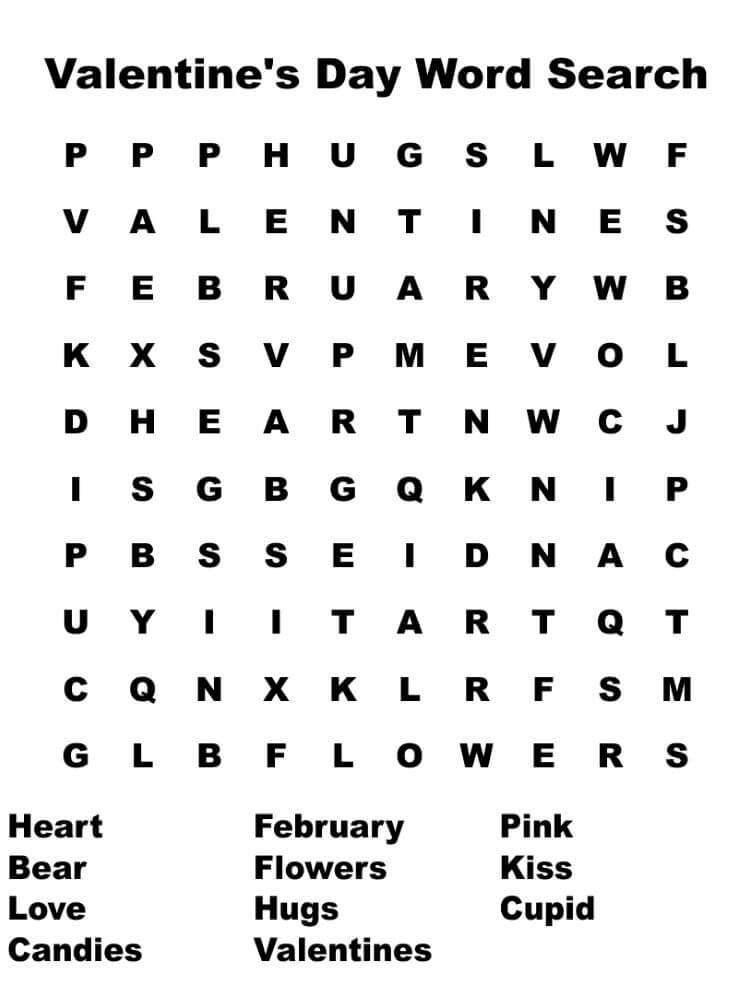 Simple Valentine Word Search