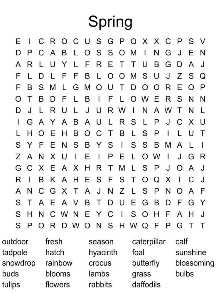 Spring Challenge Word Search