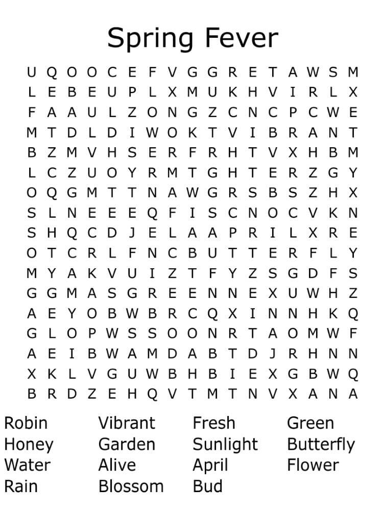 Spring Fever Word Search