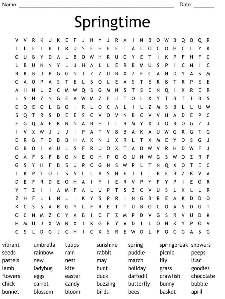 Spring Time Word Search
