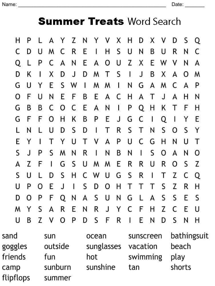 Summer Treats Word Search