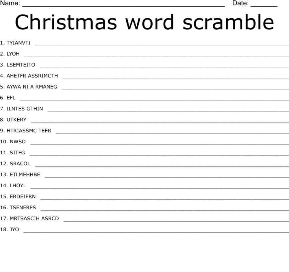 Word Scramble for Christmas