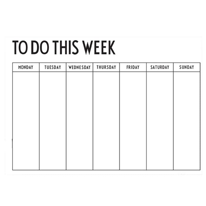 Printable 7 Day Weekly Calendar