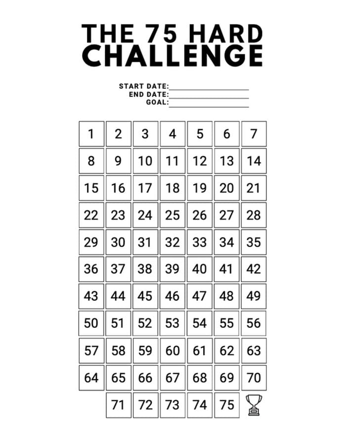 Printable 75 Hard Challenge Free