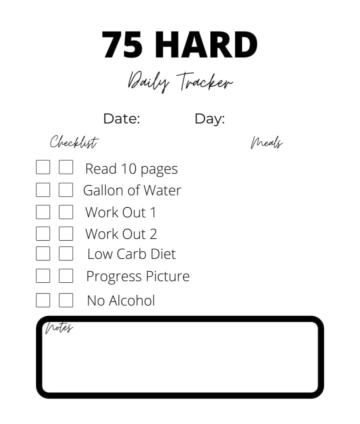 Printable 75 Hard Challenge Habit Tracker Free Download And Print For
