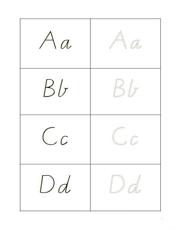 Printable A B C D Cursive Letter