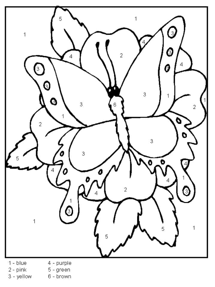 Printable A Butterfly Paint by Number