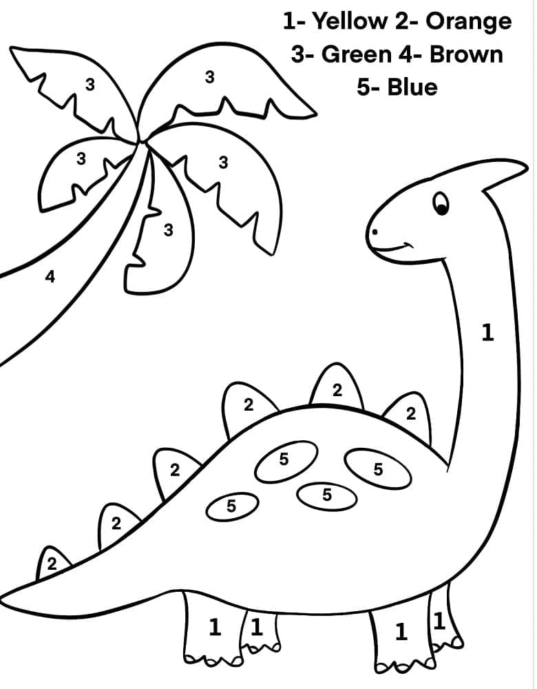 Printable Adorable Dino Paint by Number