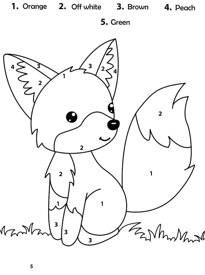 Printable Adorable Fox Paint by Number