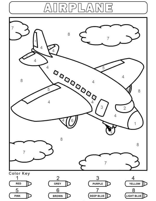 Printable Airplane for Kindergarten Paint by Number