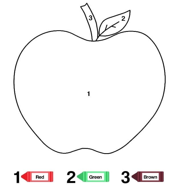 Printable Apple Fruit Paint by Number
