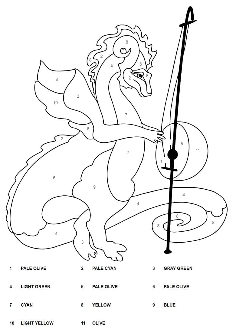 Printable Awesome Dragon Paint by Number