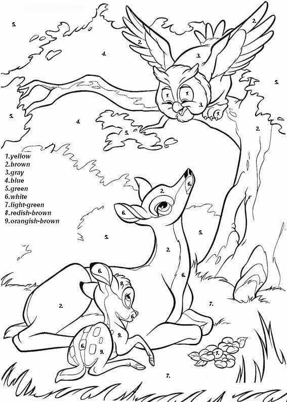 Printable Bambi Paint by Number