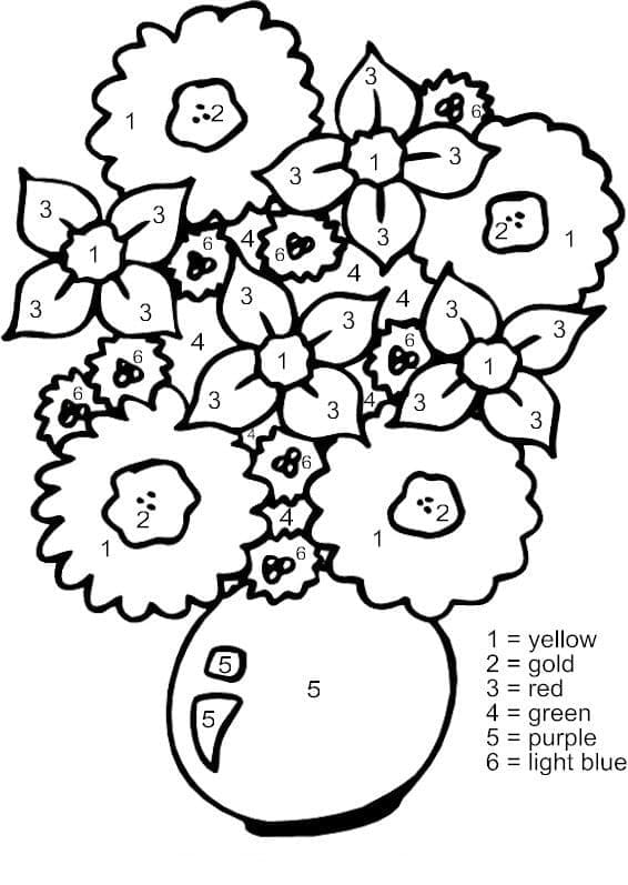 Printable Beautiful Flowers Paint by Number