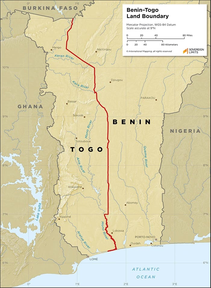 Printable Benin And Togo Map