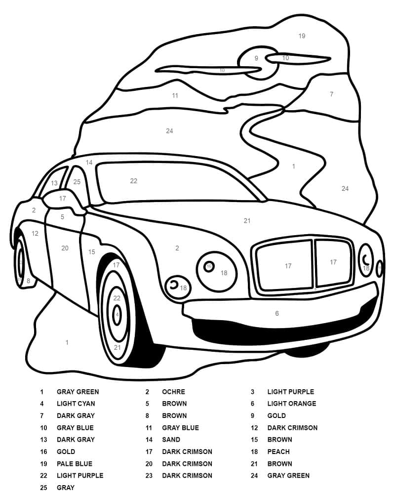 Printable Bentley Mulsanne Car Paint by Number