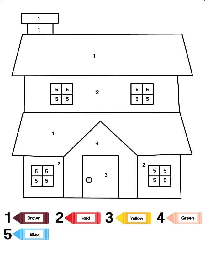 Printable Big House Paint by Number
