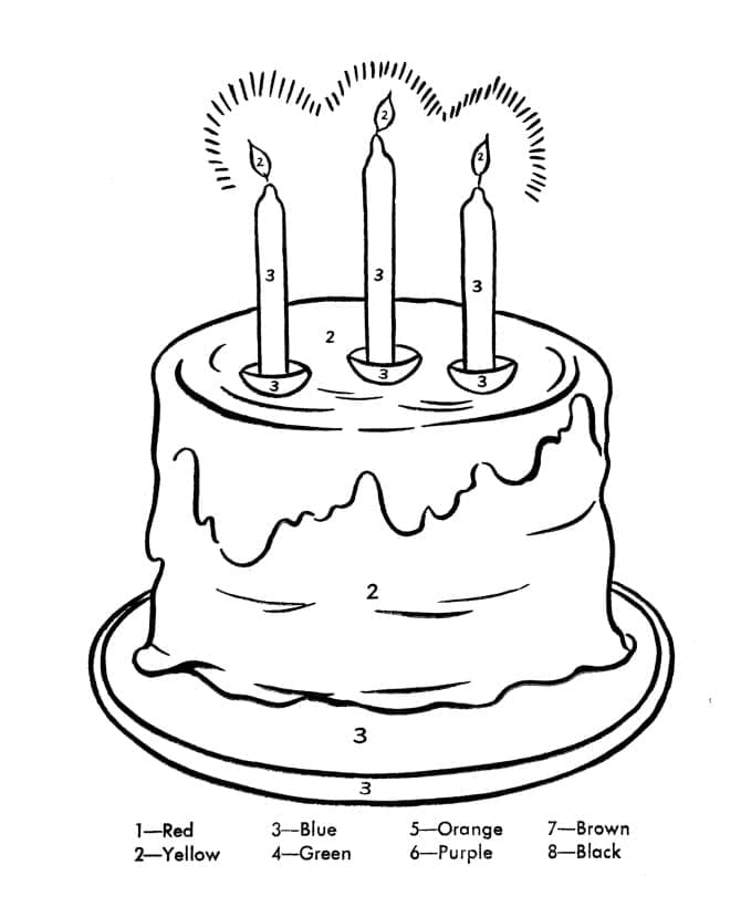 Printable Birthday Cake for Kindergarten Paint by Number