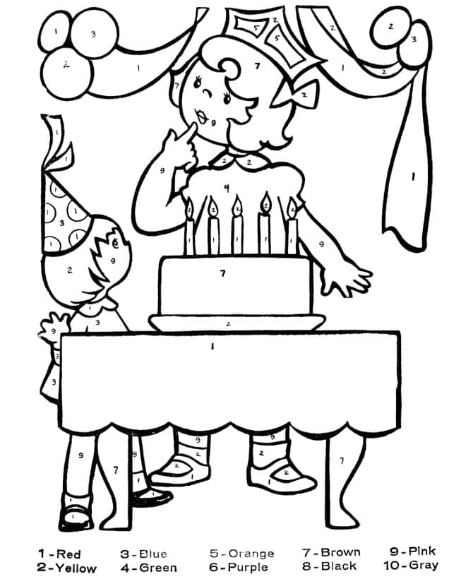 Printable Birthday Party for Kindergarten Paint by Number