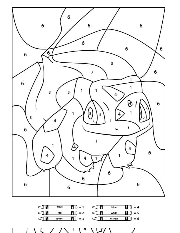 Printable Bulbasaur Pokemon Paint By Number