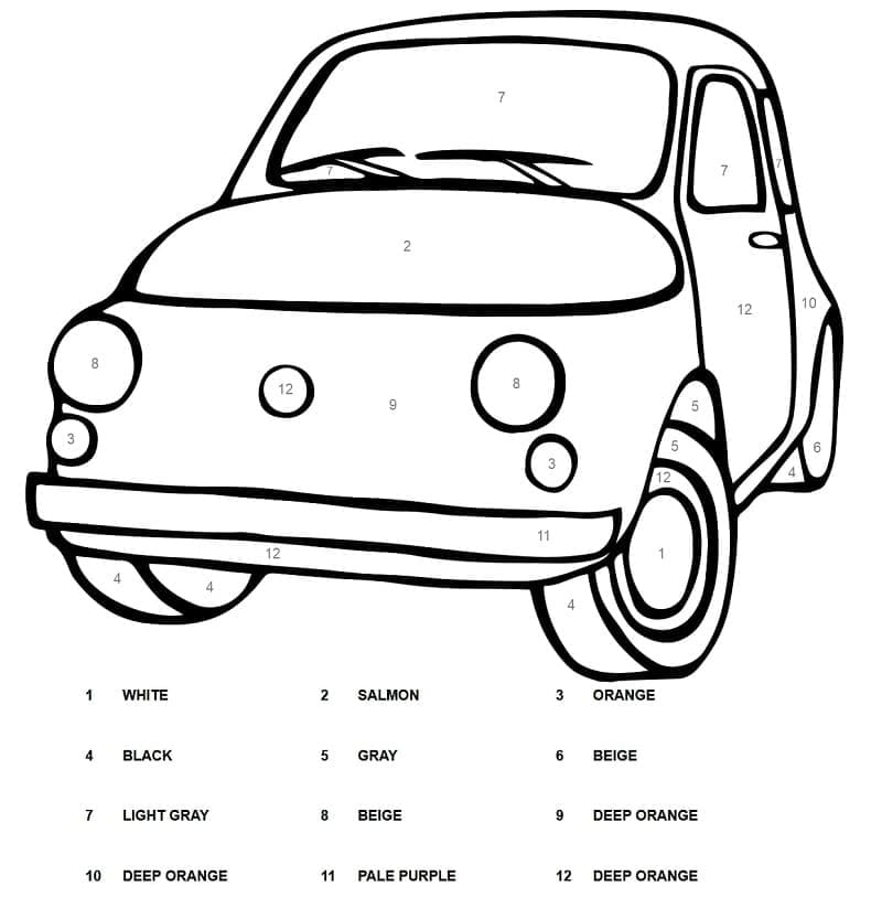 Printable Car Fiat Paint by Number