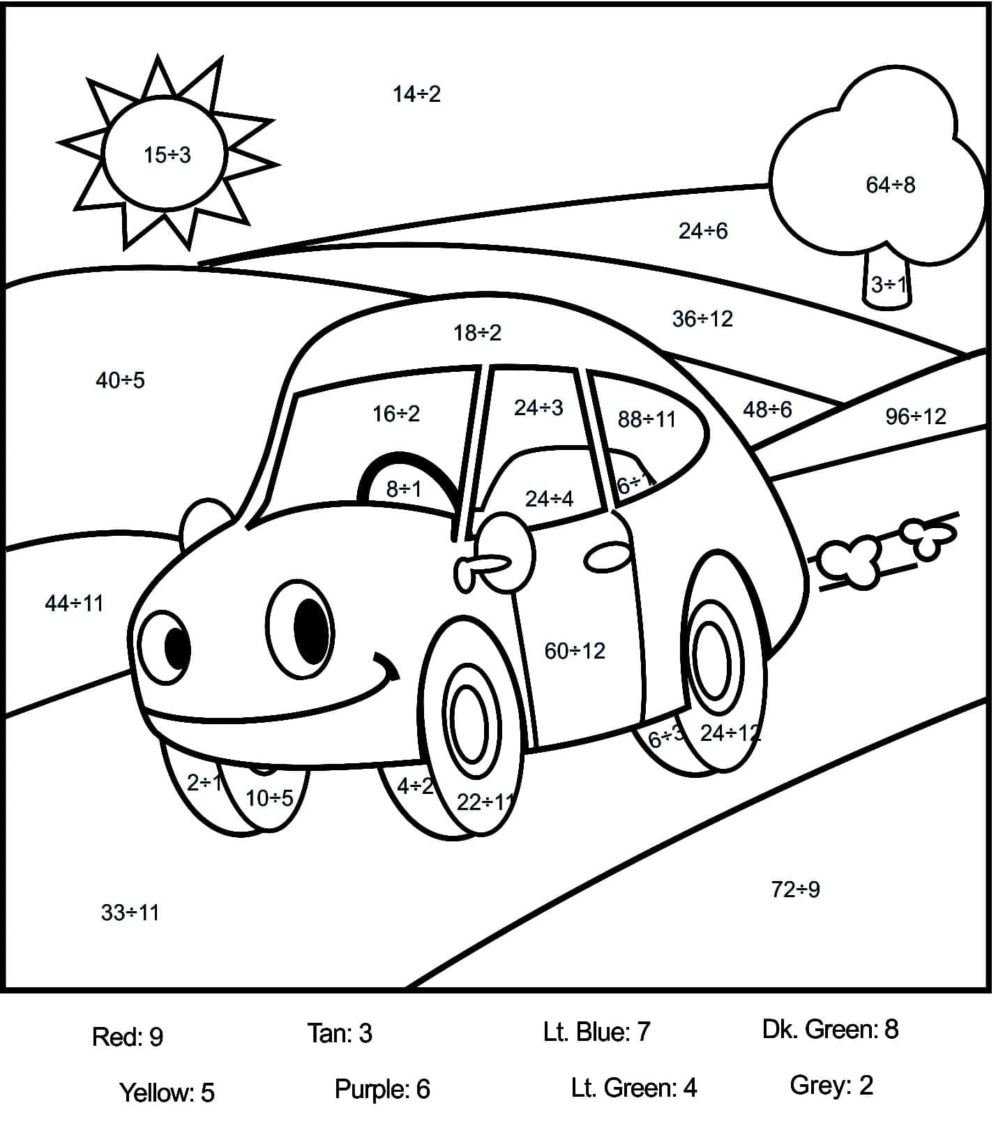 Printable Cartoon Car Paint by Number