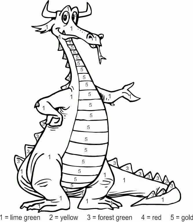 Printable Cartoon Dragon Paint by Number
