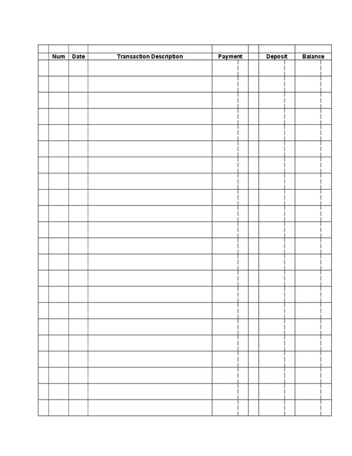 Printable Check Register Example