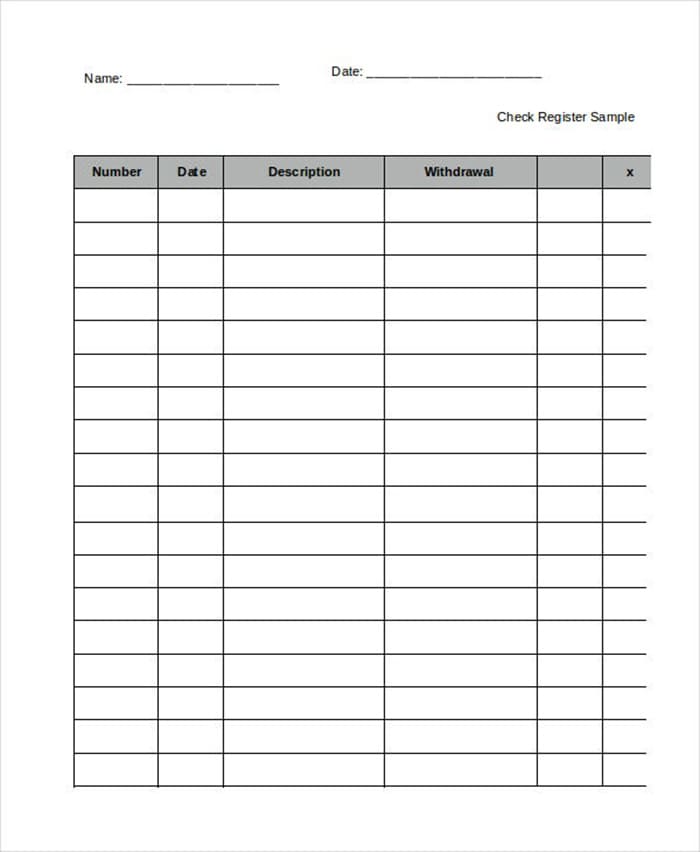 Printable Check Register Notebook