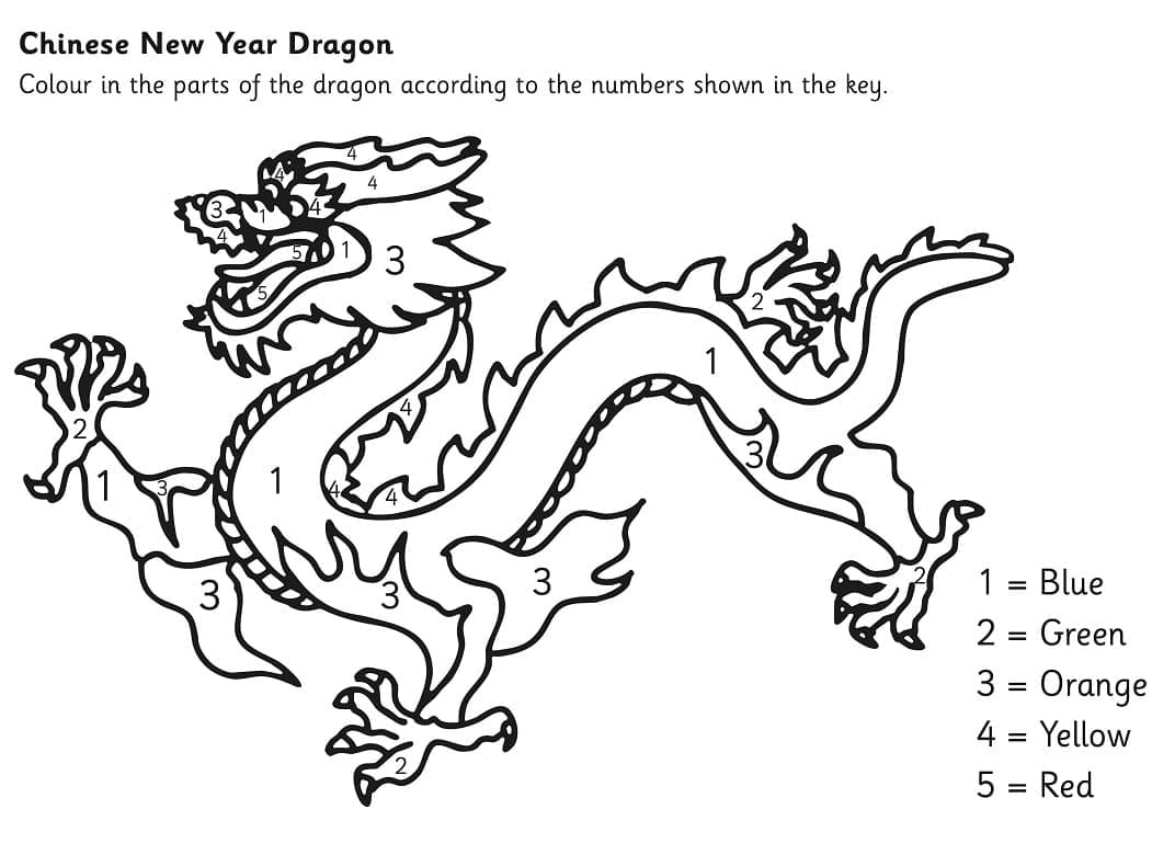 Printable Chinese Dragon Paint by Number
