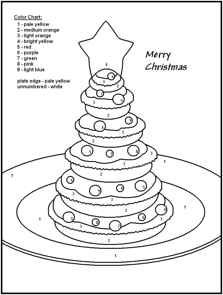 Printable Christmas Cake Paint by Number