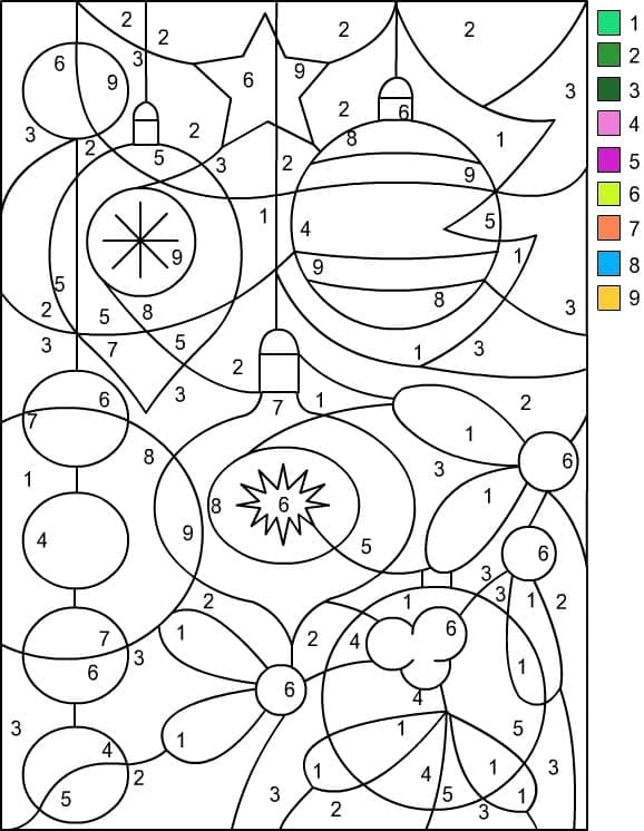 Printable Christmas Ornaments Paint by Number