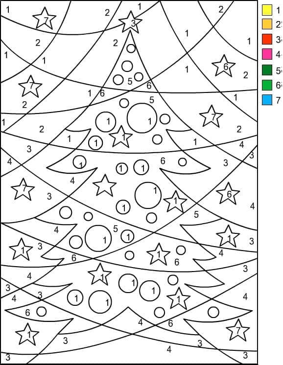 Printable Christmas Tree Paint by Number