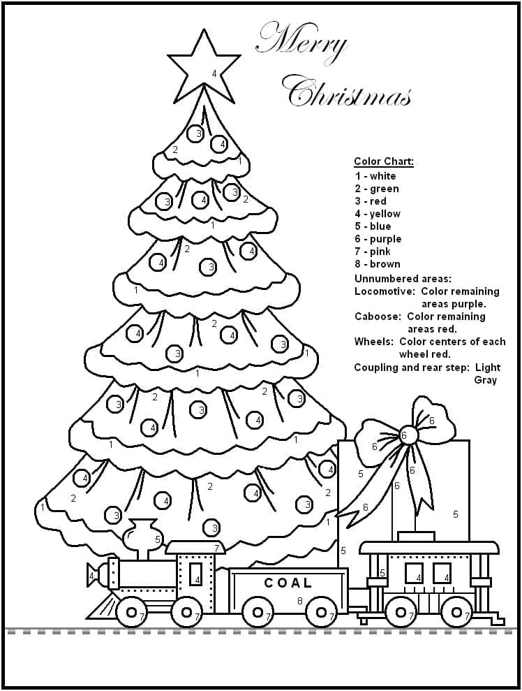 Printable Christmas Tree and Toy Paint by Number