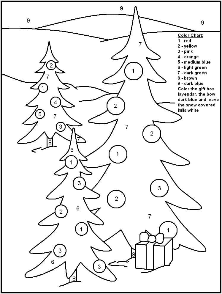 Printable Christmas Trees Paint by Number