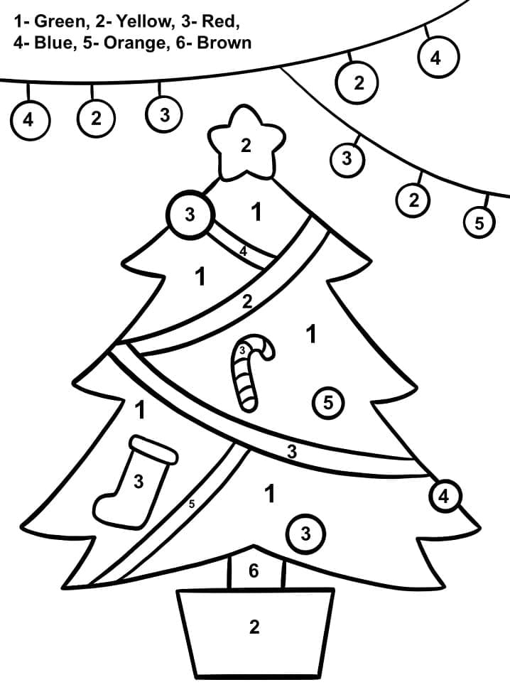 Printable Cool Christmas Tree Paint by Number
