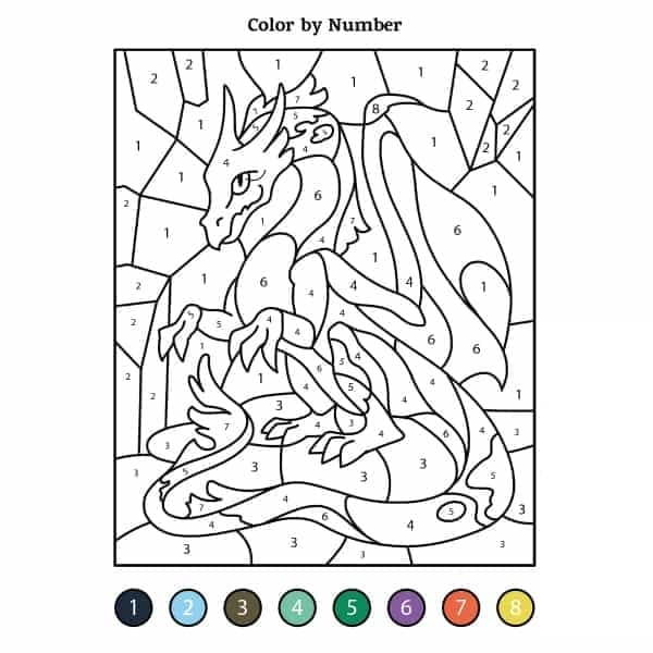 Printable Cool Dragon Paint by Number