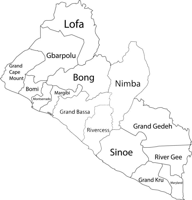Printable Counties Of Liberia Map