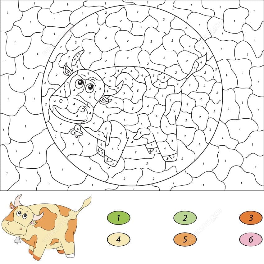 Printable Cow Paint by Number